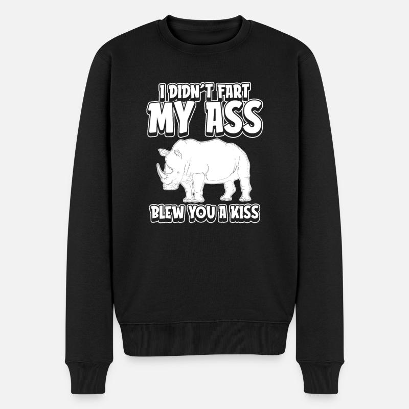 Nashorn Rhino - Männer Premium Bio Pullover - Schwarz