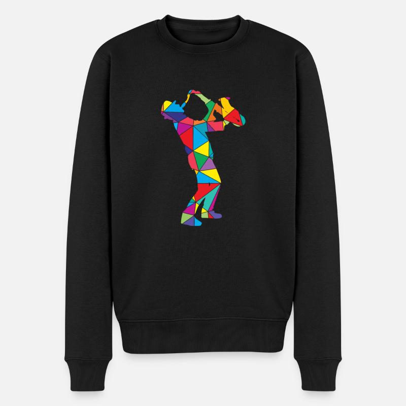 Saxophon Polygon Jaz Saxophonist - Männer Premium Bio Pullover - Schwarz