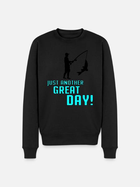 fishing another great day 002 - Männer Premium Bio Pullover - Schwarz