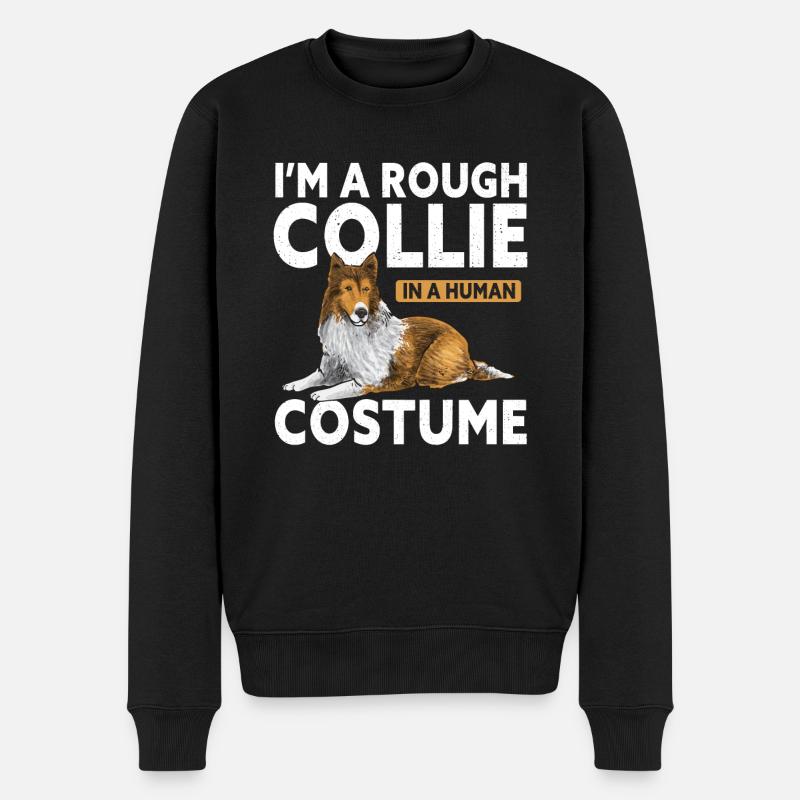 Langhaarcollie Rough Collie Hund - Männer Premium Bio Pullover - Schwarz