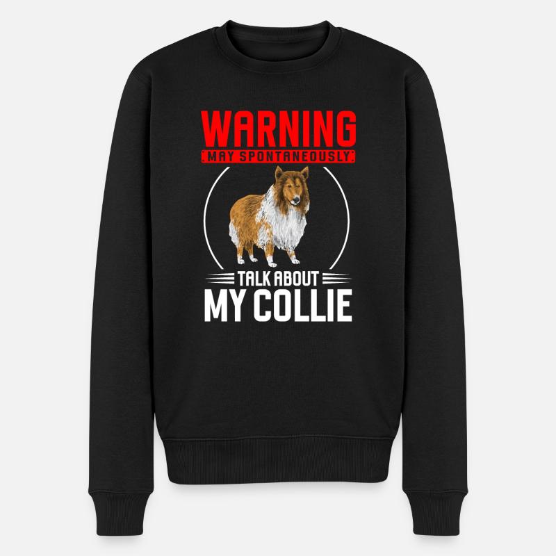 Langhaarcollie Rough Collie Hund - Männer Premium Bio Pullover - Schwarz