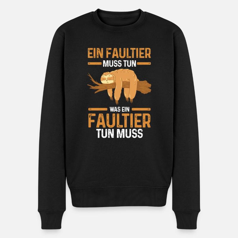 Faultier - Männer Premium Bio Pullover - Schwarz