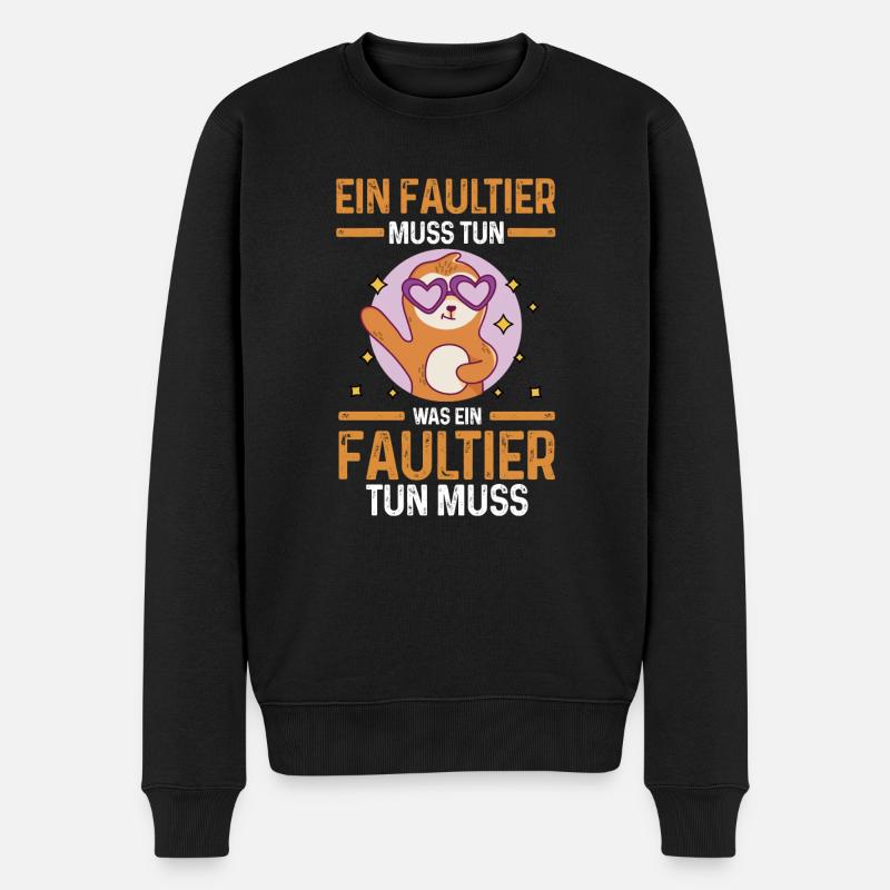 Faultier - Männer Premium Bio Pullover - Schwarz