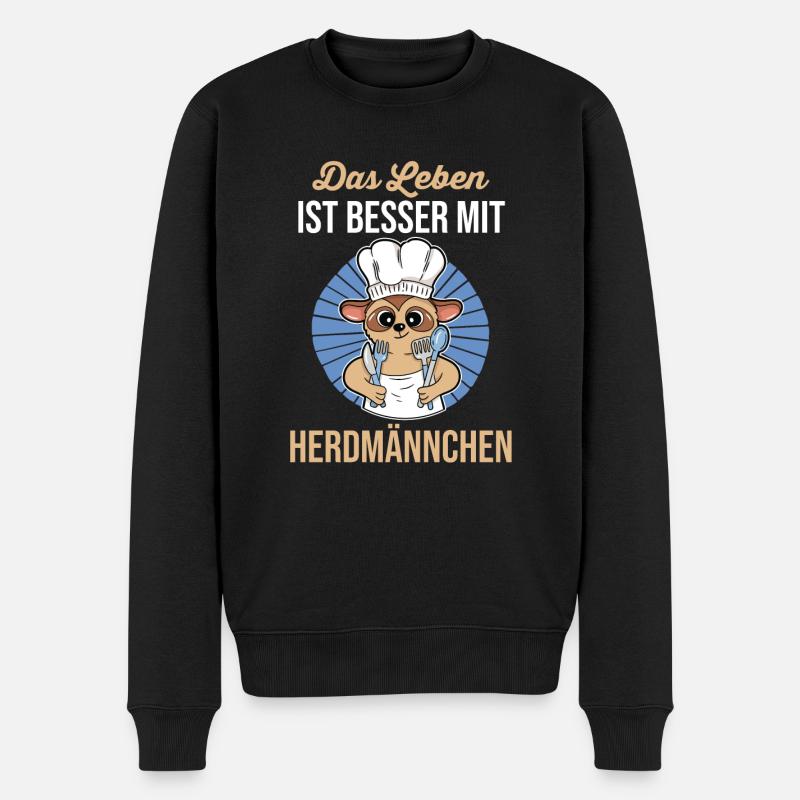 Erdmännchen Herdmännchen - Männer Premium Bio Pullover - Schwarz