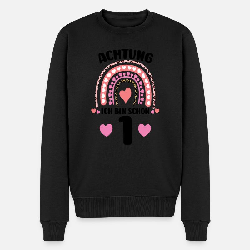 1.Geburtstag Regenbogen geburtstag Geschenk - Männer Premium Bio Pullover - Schwarz