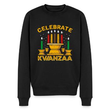 Celebrate Kwanzaa - Men's Premium Organic Jumper - black - Front - Nico (187cm)
