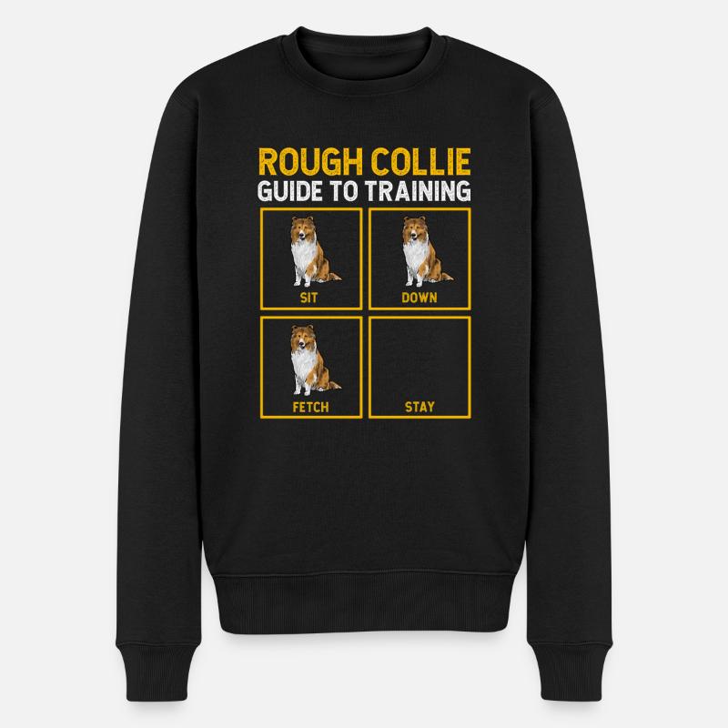 Langhaarcollie Rough Collie Hund - Männer Premium Bio Pullover - Schwarz