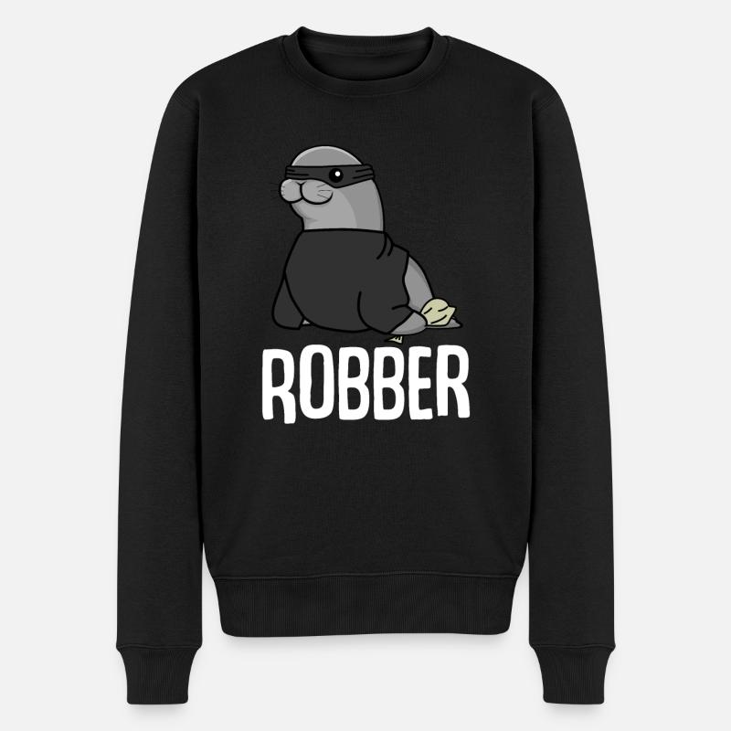 phoque, voleur, voleur, cambrioleur, phoque; - Pull Premium bio Homme - noir