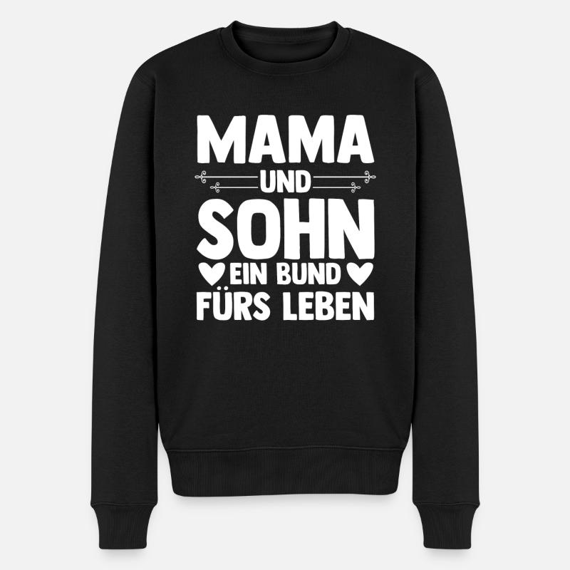 Mama und Sohn - Männer Premium Bio Pullover - Schwarz