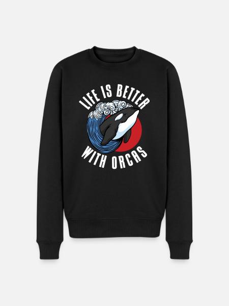 Orca Wal Geschenke - Männer Premium Bio Pullover - Schwarz
