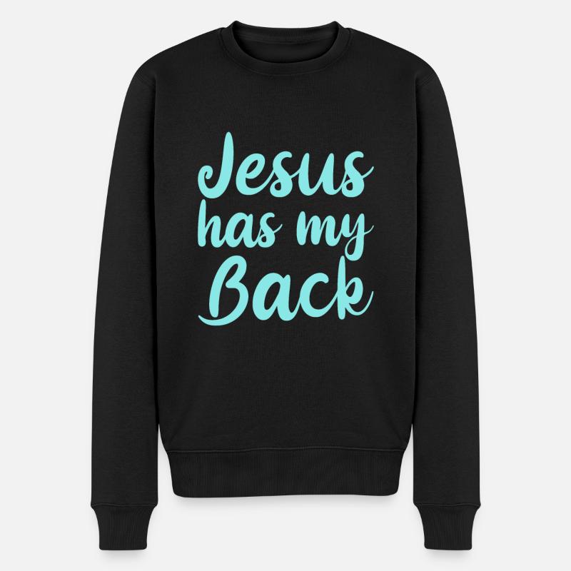 Jesus Has My Back 4 - Männer Premium Bio Pullover - Schwarz