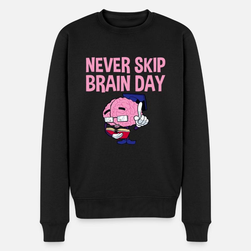 Never Skip Brain Day 2 - Männer Premium Bio Pullover - Schwarz