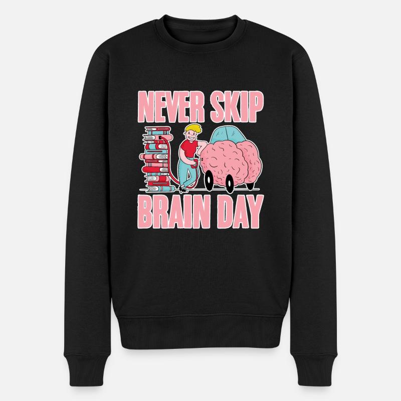 Never Skip Brain Day 4 - Men's Premium Organic Jumper - black