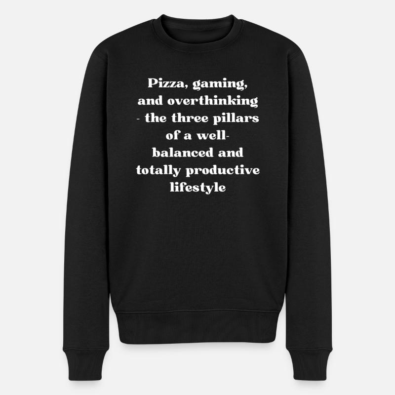 Pizza Overthinking Gaming - Men's Premium Organic Jumper - black