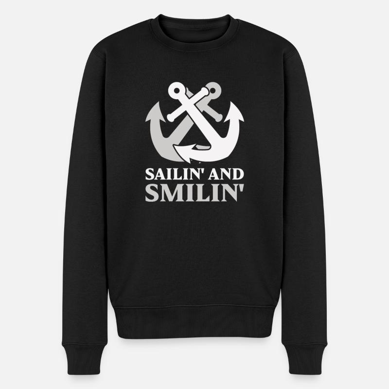 Boating Dad Boat Captain Pontoon Sailor Cruising - Männer Premium Bio Pullover - Schwarz