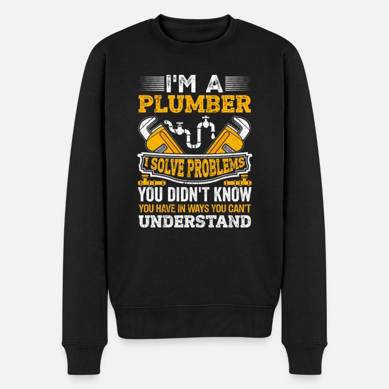 Plumber, Heating Engineer, Installer - Men's Premium Organic Jumper - black