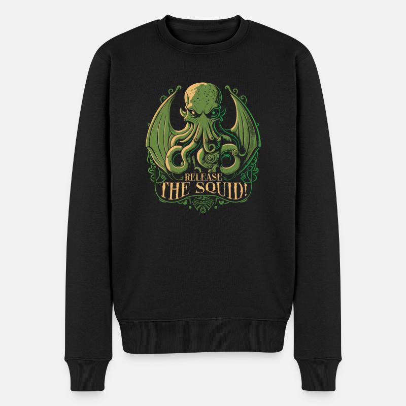 Cthulhu Release The Squid, Cosmic Horror Cthulhu - Männer Premium Bio Pullover - Schwarz
