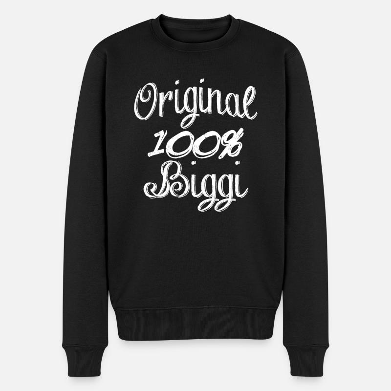 Original 100% Biggi - Männer Premium Bio Pullover - Schwarz