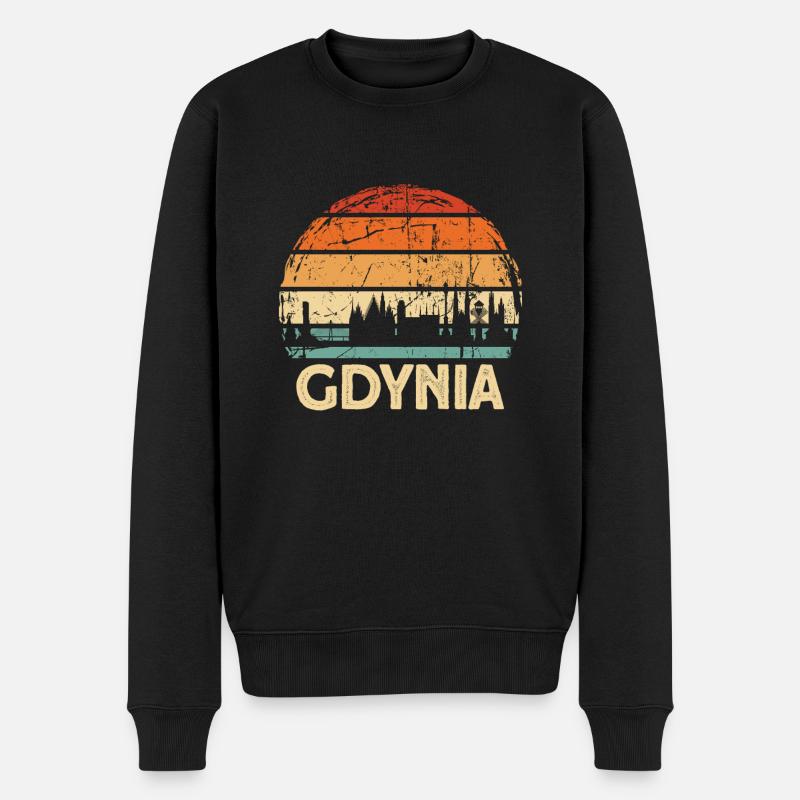 Polen Gdynia Skyline - Männer Premium Bio Pullover - Schwarz