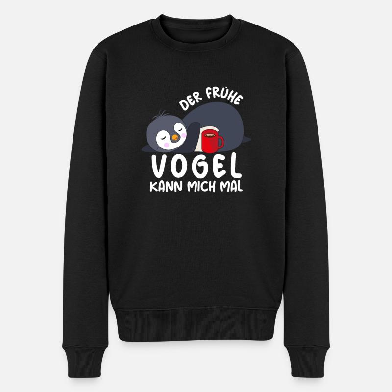 Der Frühe Vogel kann mich mal Pinguin - Männer Premium Bio Pullover - Schwarz