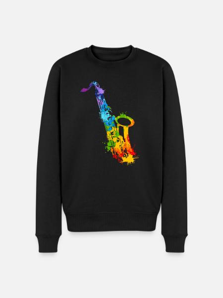 Splash Saxophone - Men's Premium Organic Jumper - black