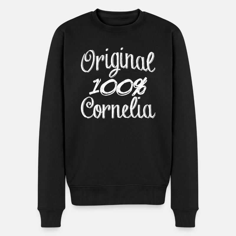 Original 100% Cornelia - Männer Premium Bio Pullover - Schwarz