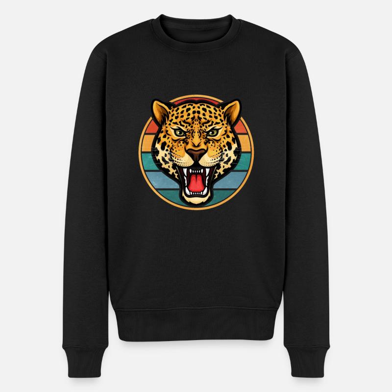 Retro Jaguar - Männer Premium Bio Pullover - Schwarz