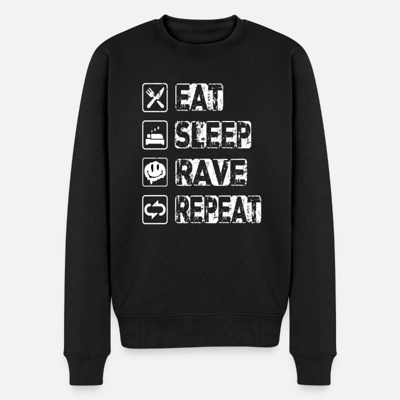 Manger Sleep Rave Répéter - Pull Premium bio Homme - noir