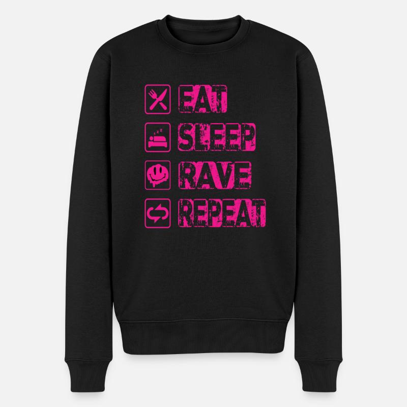 Manger Sleep Rave Répéter - Pull Premium bio Homme - noir