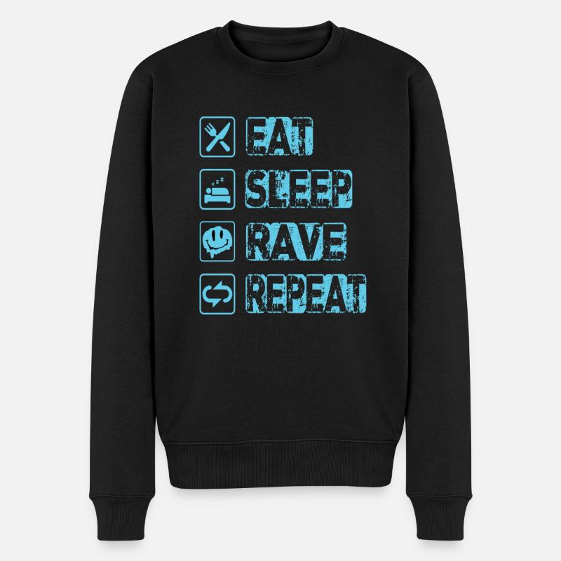 Manger Sleep Rave Répéter - Pull Premium bio Homme - noir