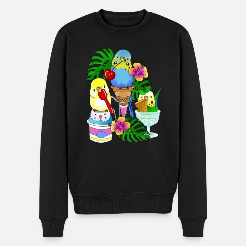 Wellensittich Eis Eiscreme - Männer Premium Bio Pullover - Schwarz