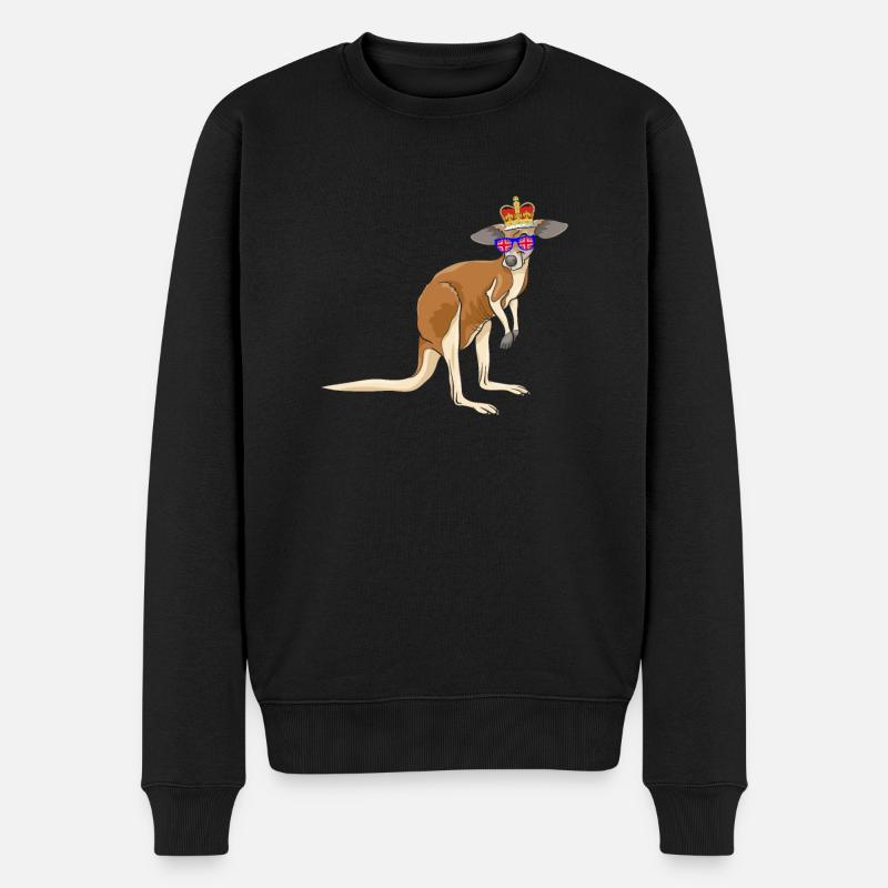 Känguru Queen Elizabeth II Britische Krone - Männer Premium Bio Pullover - Schwarz
