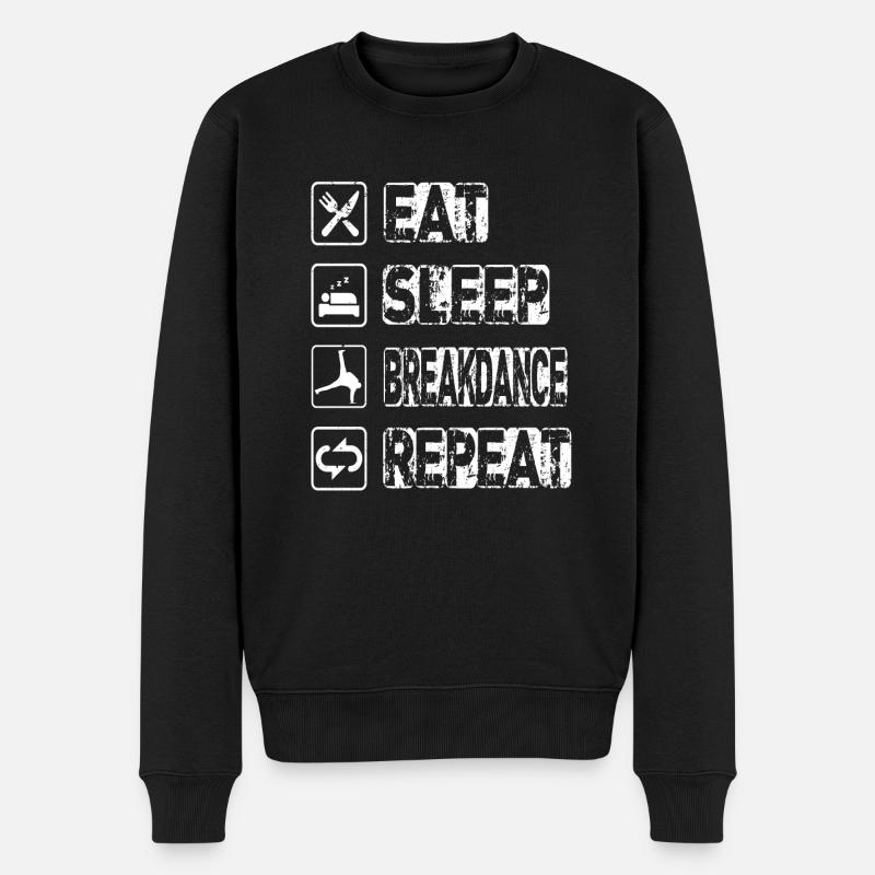 Manger Sommeil Breakdance Répéter - Pull Premium bio Homme - noir