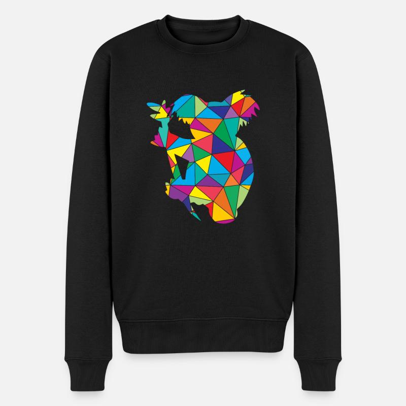 Koala Polygon Wild Animal - Männer Premium Bio Pullover - Schwarz