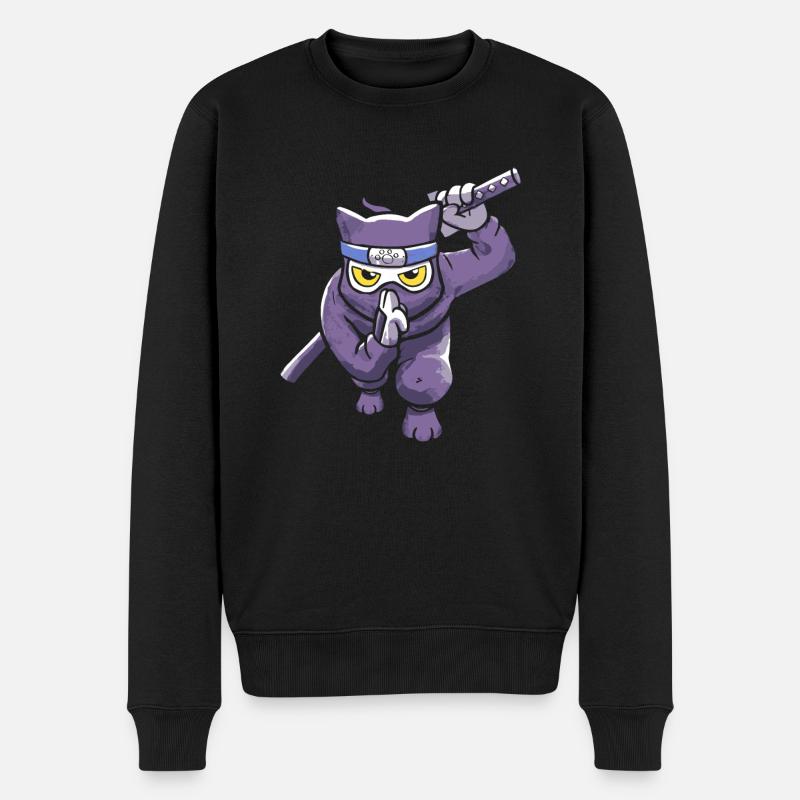 Cat Ninja Japan Kitsune Style Japanese Samurai - Männer Premium Bio Pullover - Schwarz