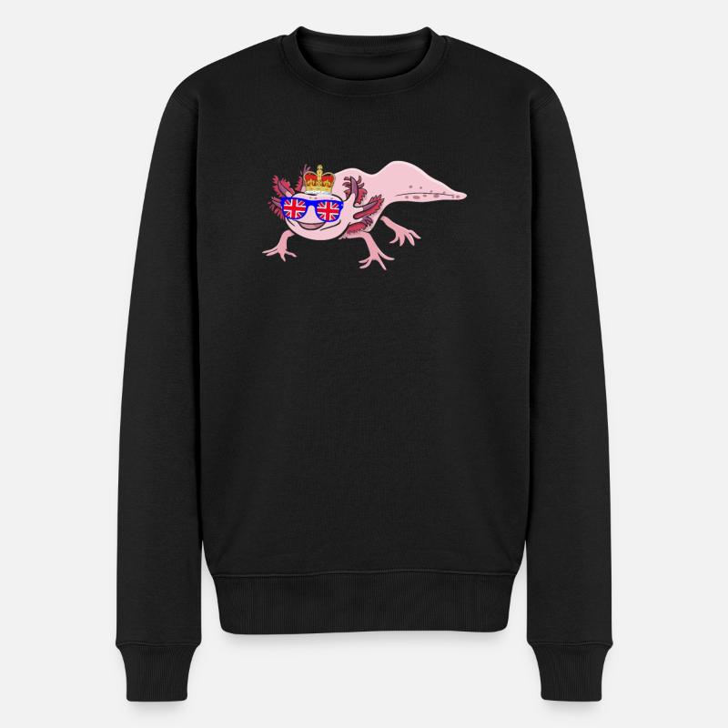 Axolotl Queen Elizabeth II Britische Krone - Männer Premium Bio Pullover - Schwarz