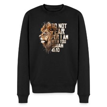 Christliche religiöse Bibelverse Sprüche Löwe Cool - Männer Premium Bio Pullover - Schwarz - Vorne - Nico (187cm)