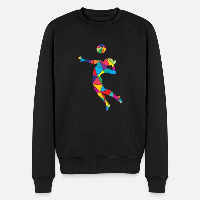 Volleyball Polygon Low Poly Volleyballspieler - Männer Premium Bio Pullover - Schwarz