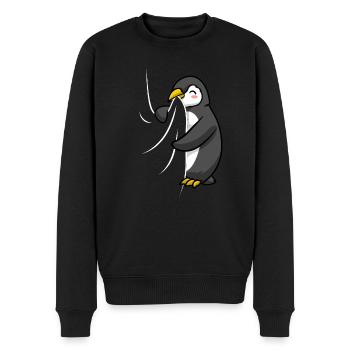 Biting Penguin - Men's Premium Organic Jumper - black - Front - Nico (187cm)