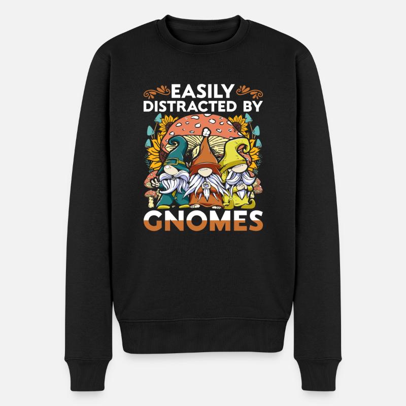 Gartenzwerg Easiliy Distracted By Gnomes - Männer Premium Bio Pullover - Schwarz