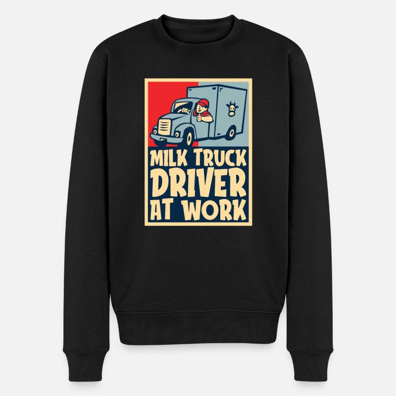 Kuh Milch Treiber Milchwagen - Männer Premium Bio Pullover - Schwarz