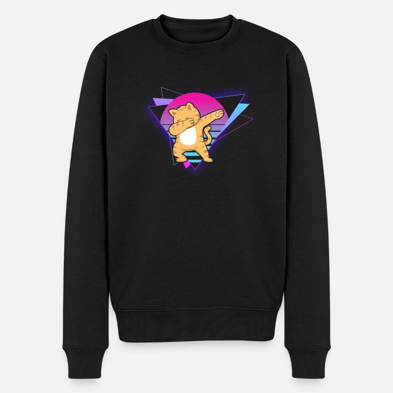 Vaporwave Cat - Männer Premium Bio Pullover - Schwarz