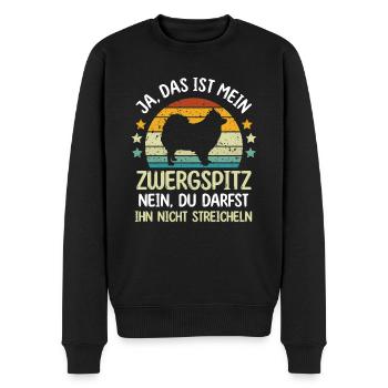 Hund Zwergspitz - Männer Premium Bio Pullover - Schwarz - Vorne - Nico (187cm)