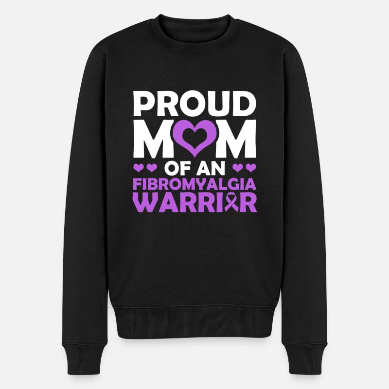 Stolze Mutter Eines Fibromyalgie-kriegers - Männer Premium Bio Pullover - Schwarz
