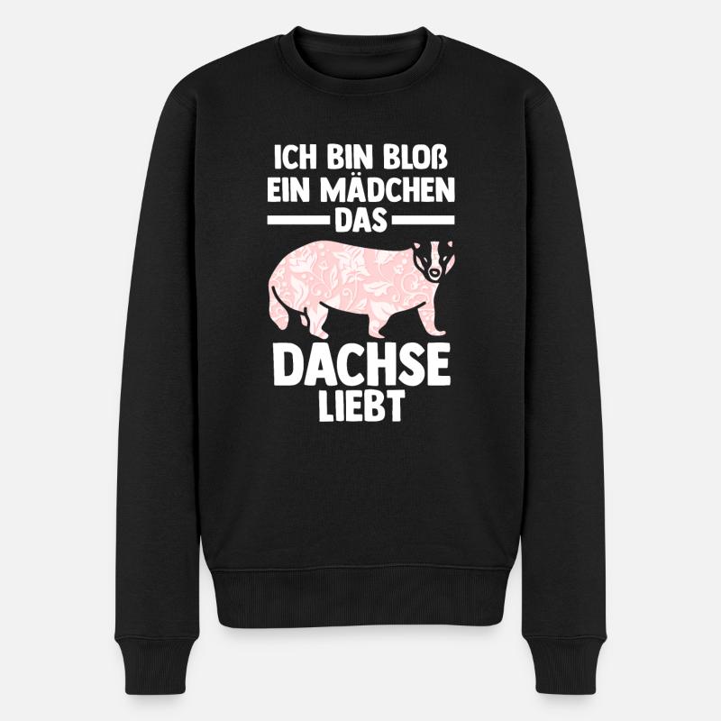 Tiermotiv Dachs - Männer Premium Bio Pullover - Schwarz