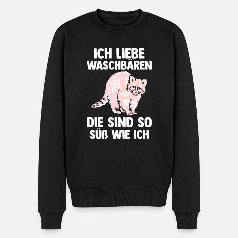 Tiermotiv Waschbär - Männer Premium Bio Pullover - Schwarz
