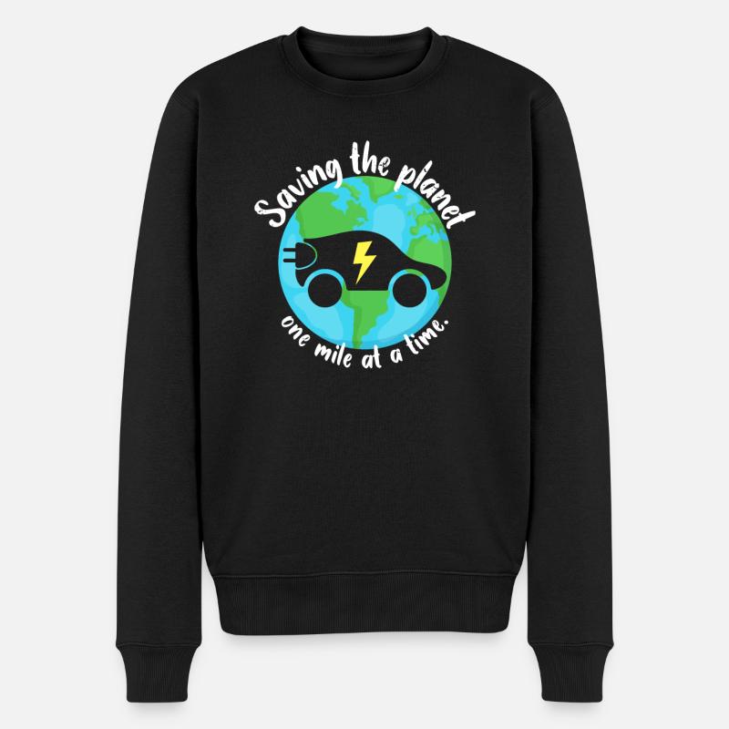 Den Planeten retten, eine Meile nach der anderen | EV-Fahrzeug - Männer Premium Bio Pullover - Schwarz
