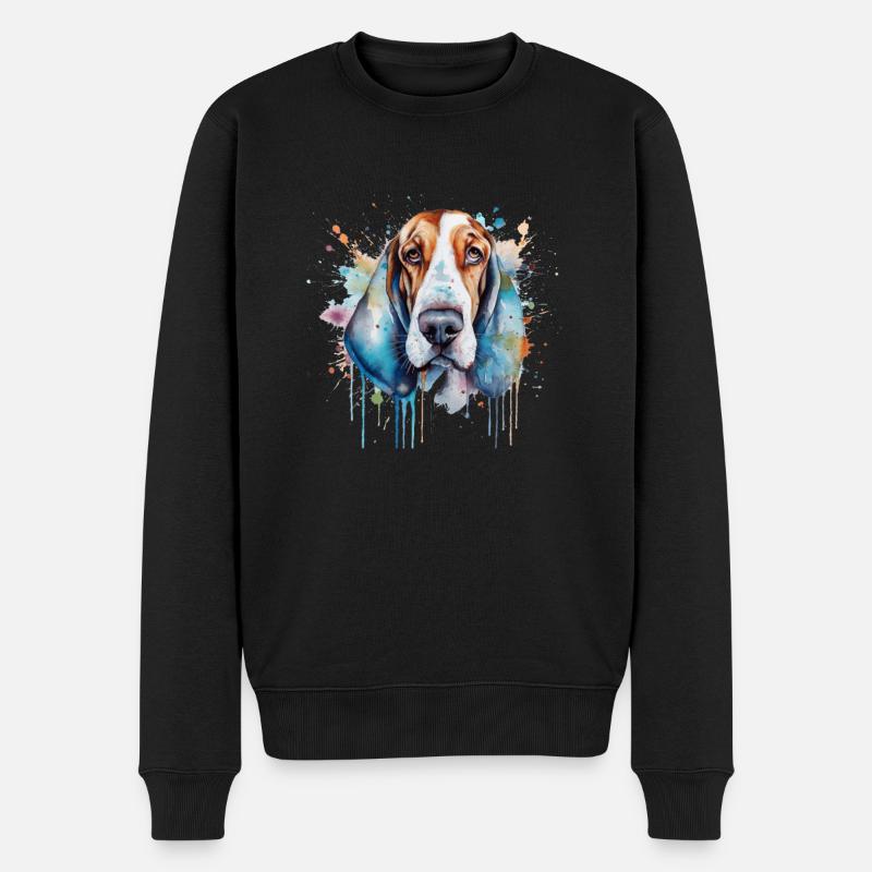 Basset Hound - Pull Premium bio Homme - noir