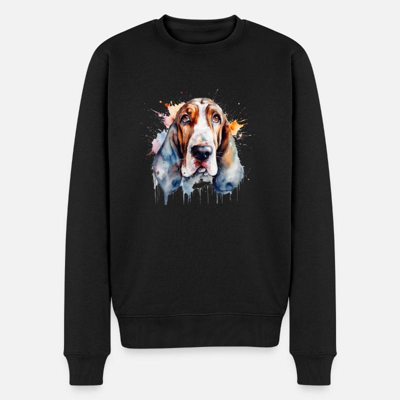 Basset Hound - Pull Premium bio Homme - noir