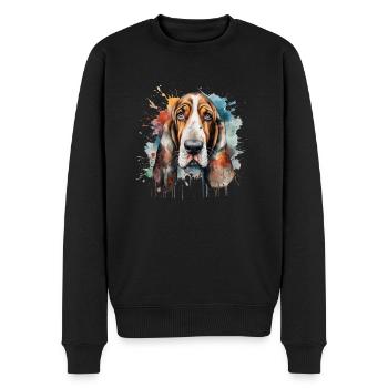 Basset Hound - Männer Premium Bio Pullover - Schwarz - Vorne - Nico (187cm)